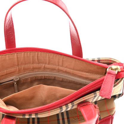 Burberry Haymarket Check Small Tote Red 6 of 13