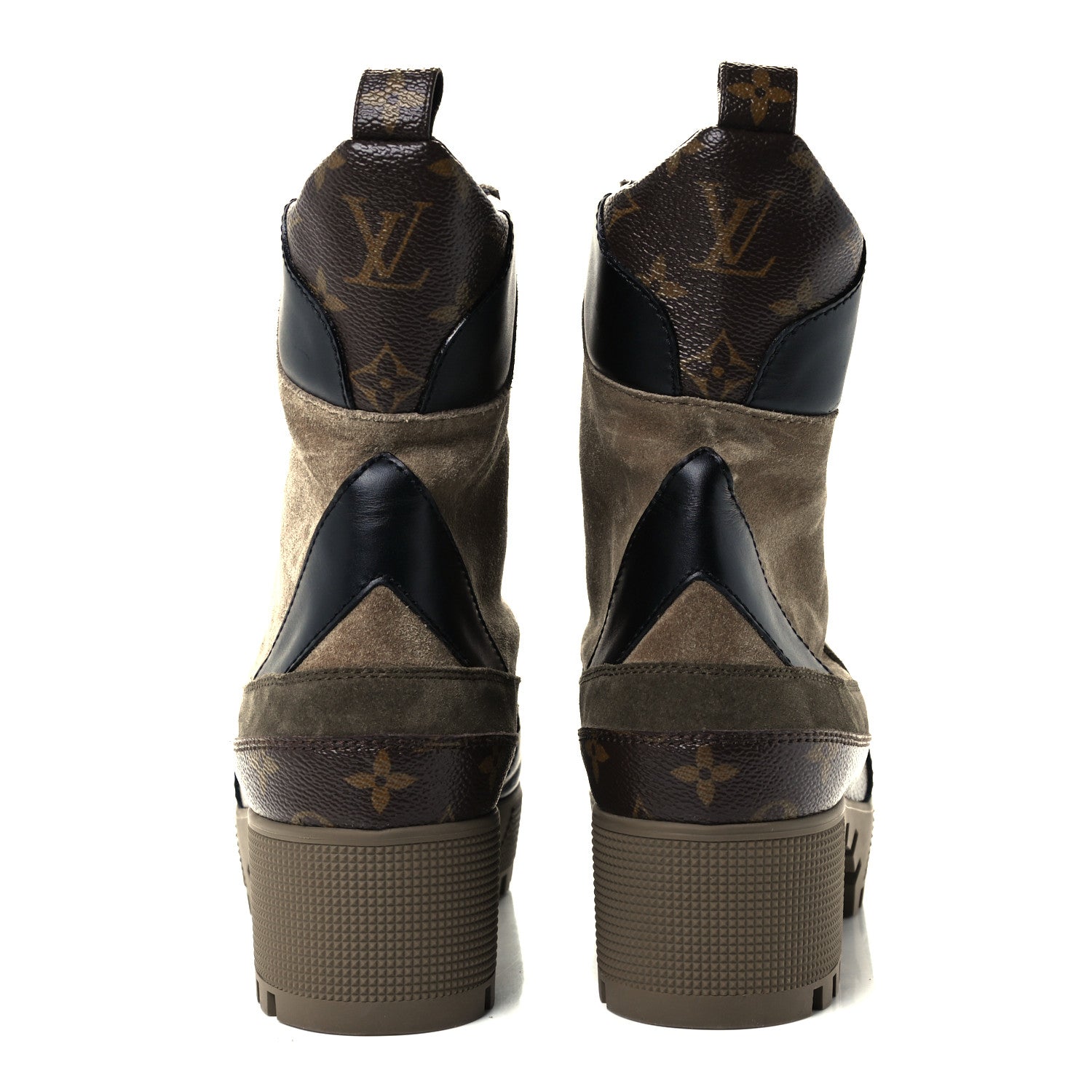 Louis Vuitton Suede Calfskin Monogram Laureate Platform Desert Boots 41 Taupe 6 of 10