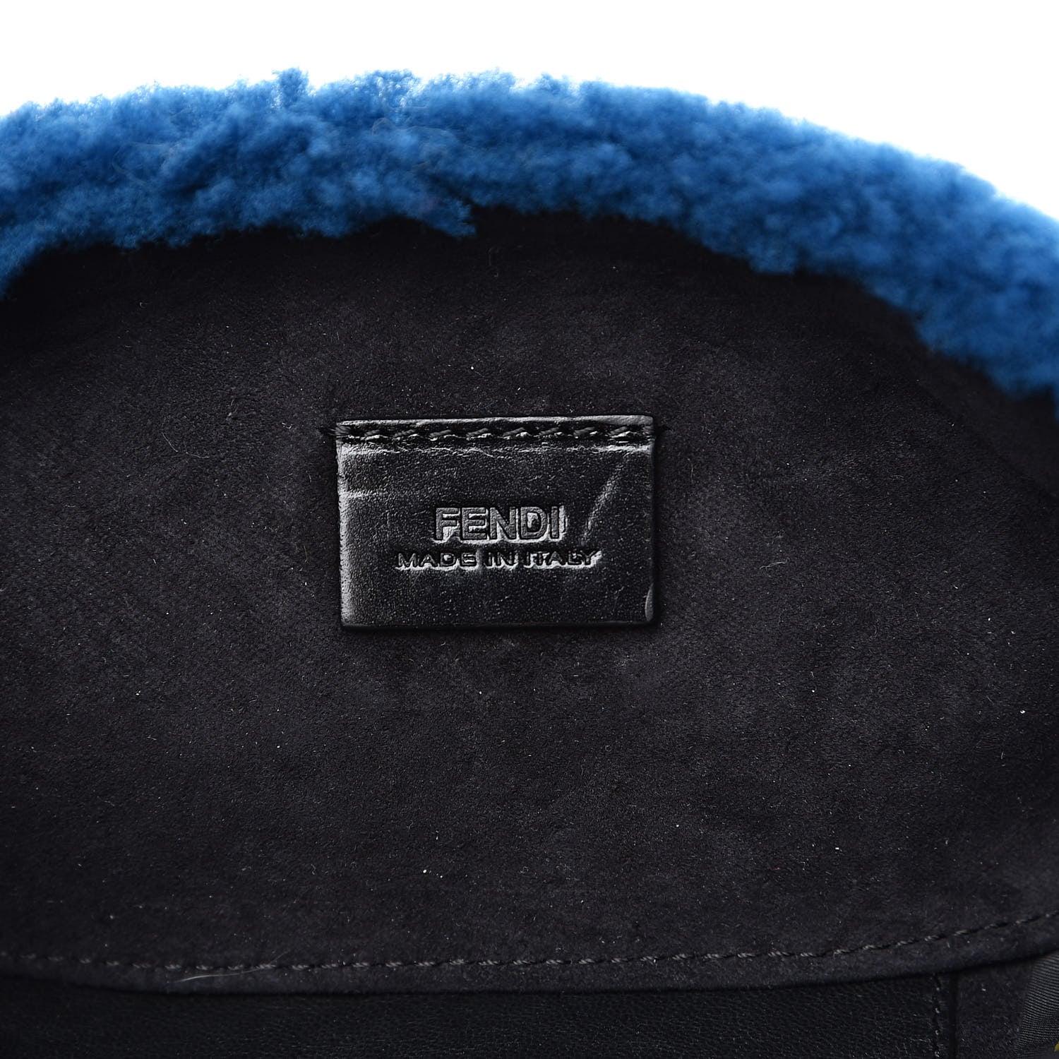 Fendi Shearling Nappa Mini Be Baguette Shoulder Bag Blue Black 6 of 10