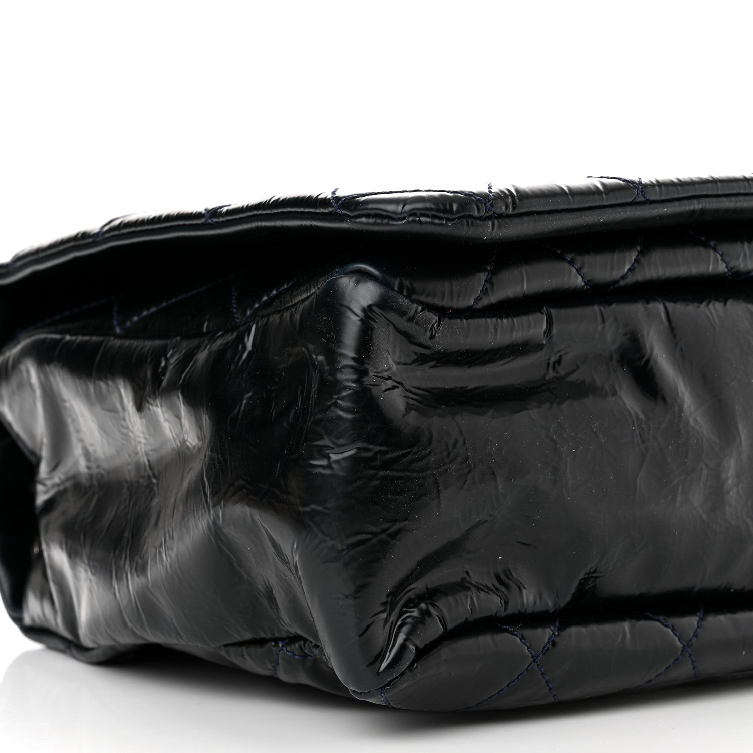 Chanel Glazed Calfskin Quilted CC XL Single Flap Navy 8 of 9