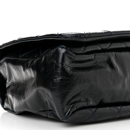 Chanel Glazed Calfskin Quilted CC XL Single Flap Navy 8 of 9