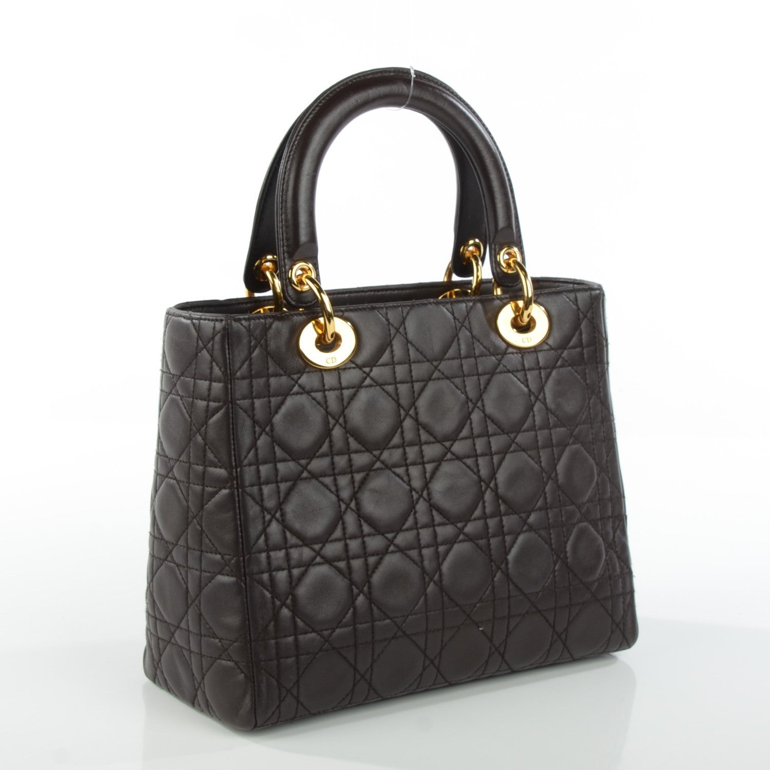 Christian Dior Lambskin Cannage Medium Lady Dior Dark Brown 3 of 6