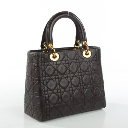 Christian Dior Lambskin Cannage Medium Lady Dior Dark Brown 3 of 6