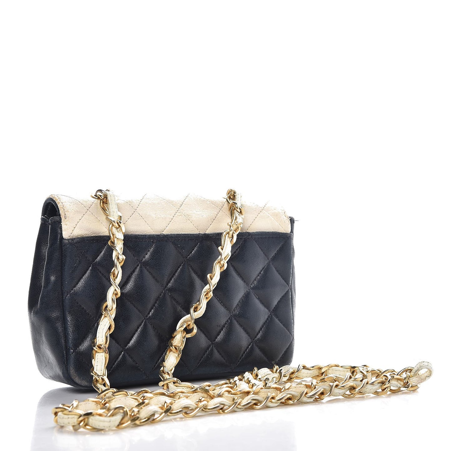 Lambskin Quilted Bicolor Extra Mini Flap Navy White