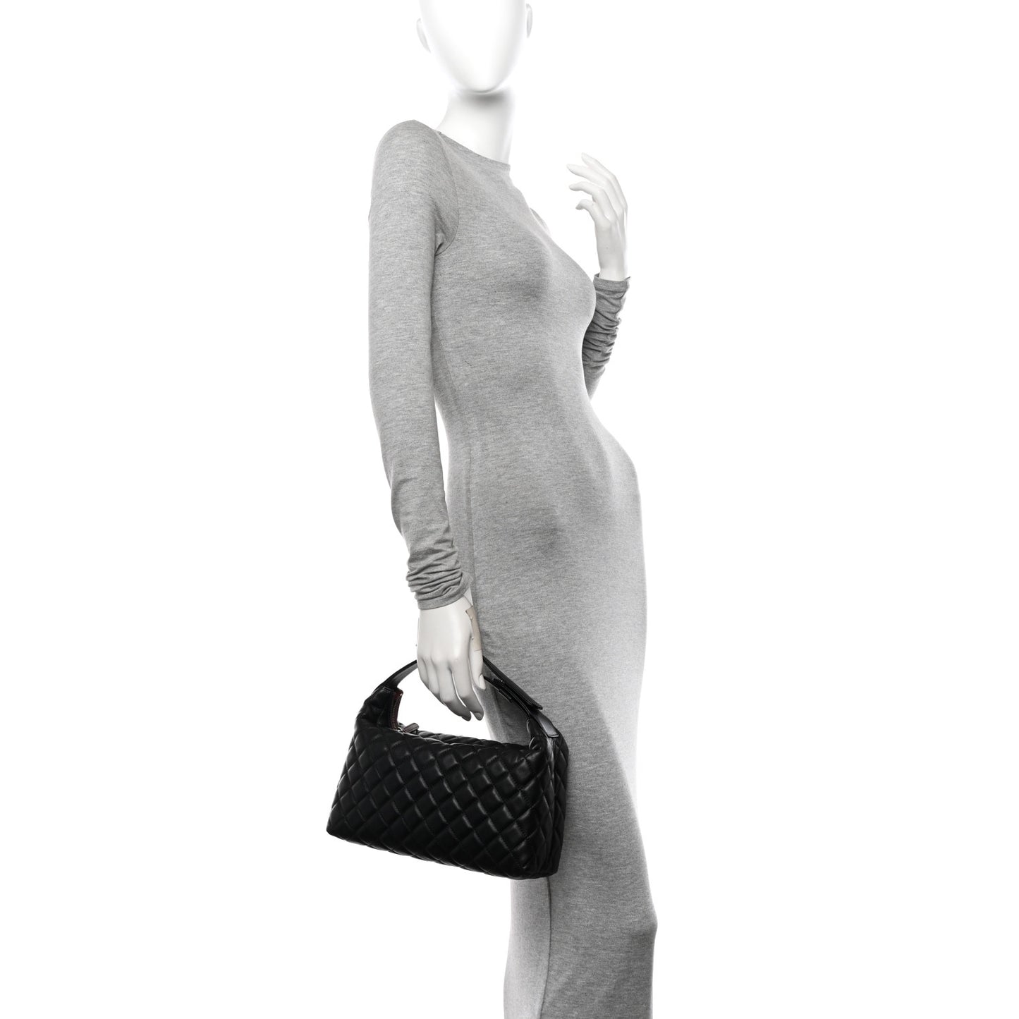 Lambskin Quilted Hobo Black