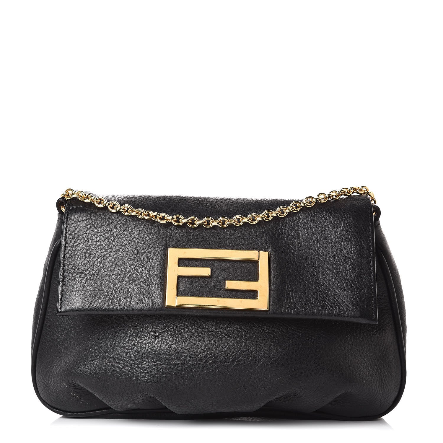 Fendi Vitello Flamingo Fendista Pouchette Crossbody Black 1 of 8