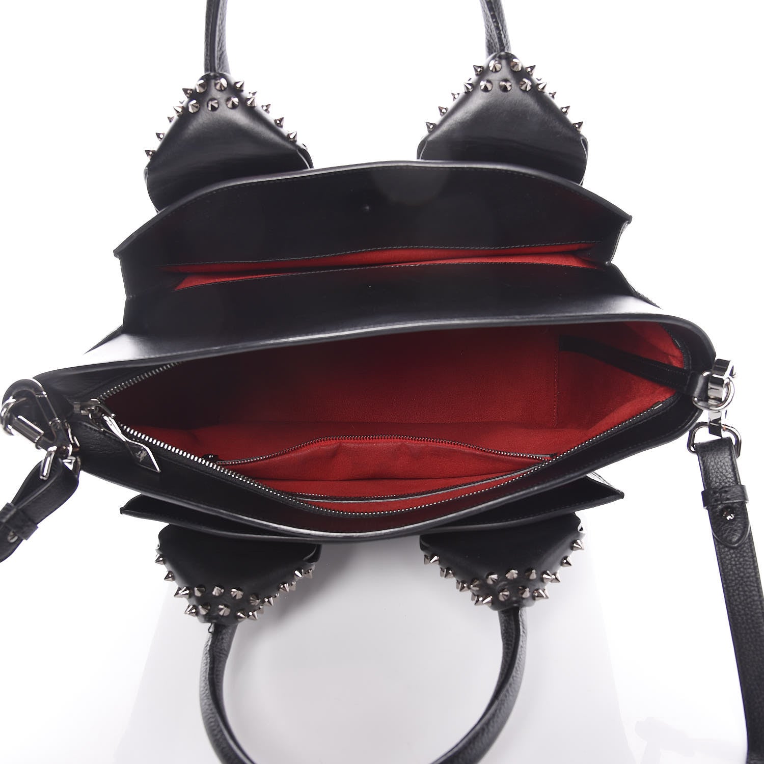 Christian Louboutin Grained Calfskin Studded Large Eloise Satchel Black 5 of 17