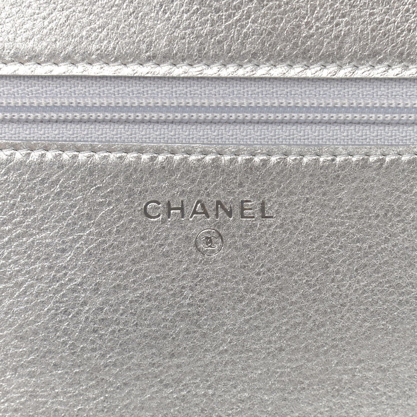 Metallic Galuchat Stingray Lambskin Boy Wallet On Chain WOC Silver