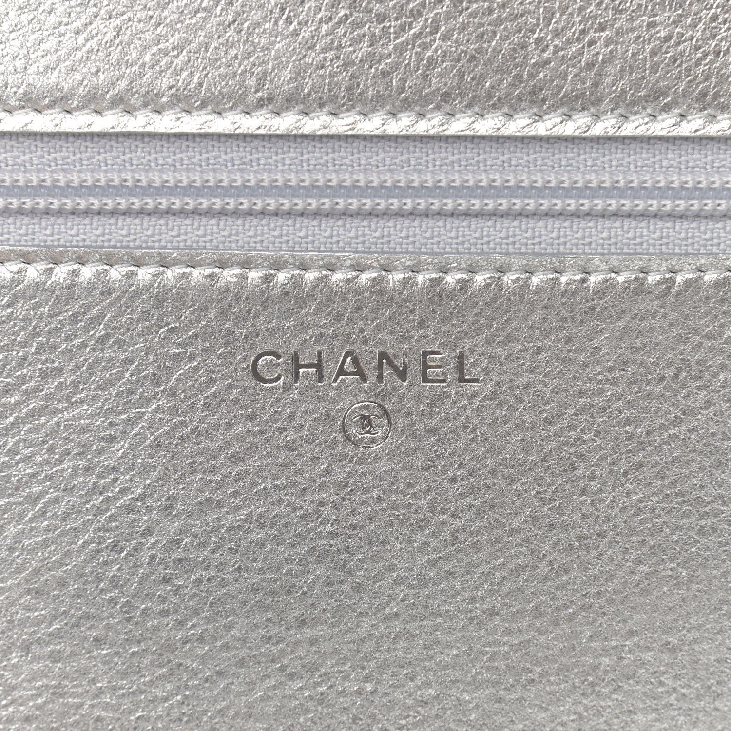 Chanel Metallic Galuchat Stingray Lambskin Boy Wallet On Chain WOC Silver 6 of 14