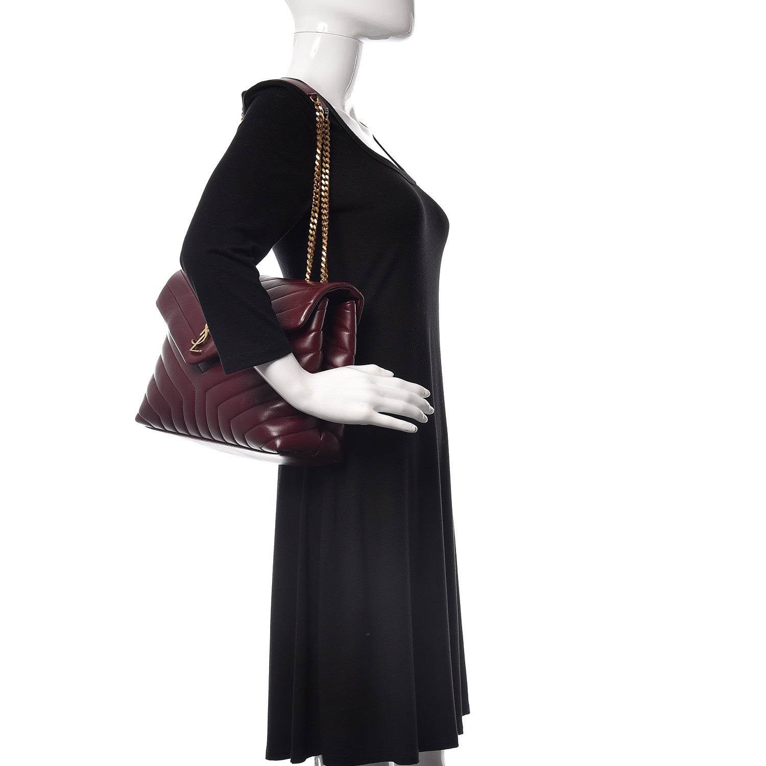 Saint Laurent Calfskin Y Quilted Monogram Medium Loulou Chain Satchel Palissandre 2 of 15