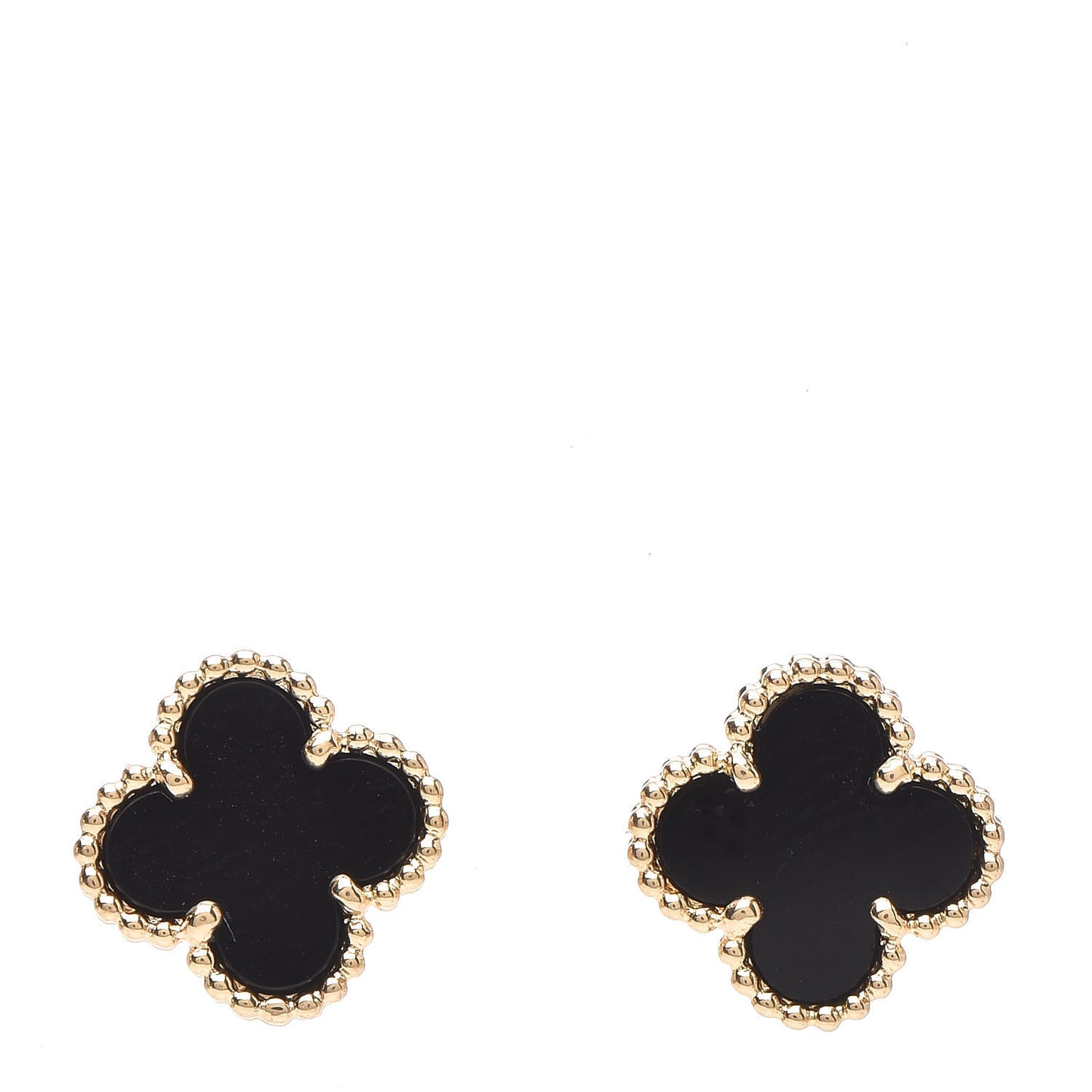 18K Yellow Gold Black Onyx Sweet Alhambra Earrings