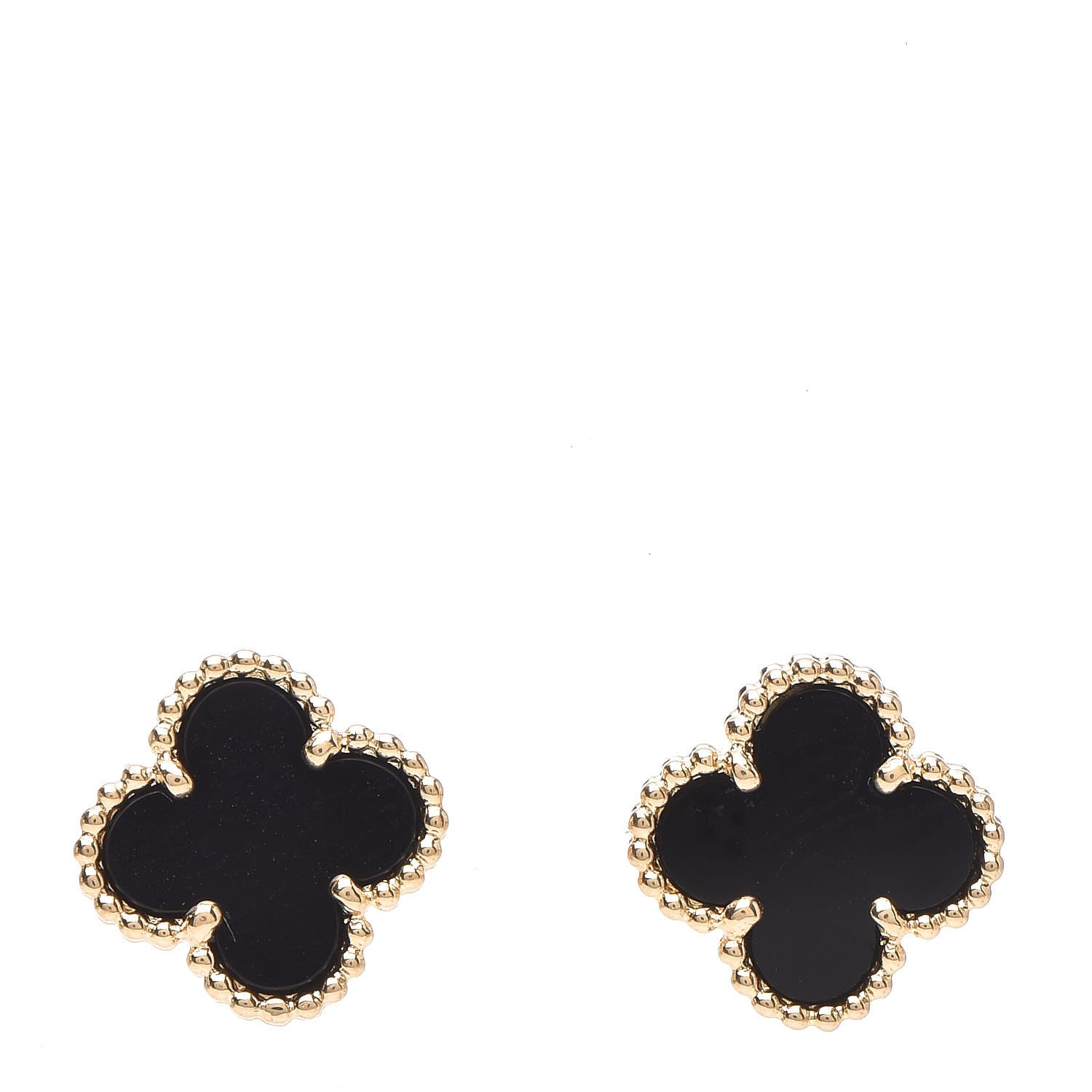 Van Cleef & Arpels 18K Yellow Gold Black Onyx Sweet Alhambra Earrings 1 of 5