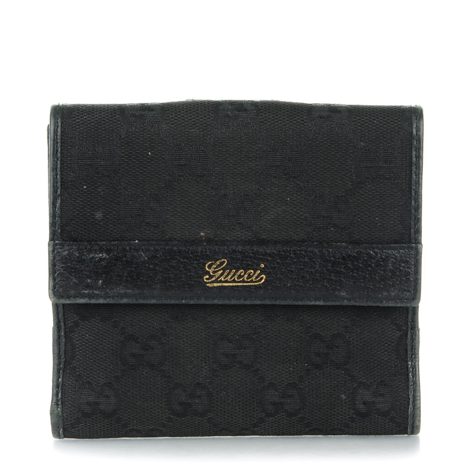 Gucci Monogram French Flap Wallet Black 1 of 8