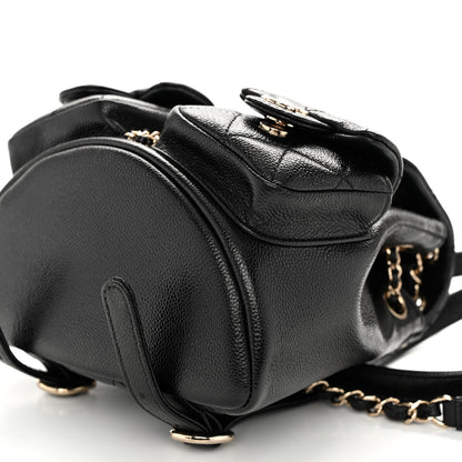 Chanel Shiny Caviar Quilted Small Duma Pockets Drawstring Backpack Black 10 of 10