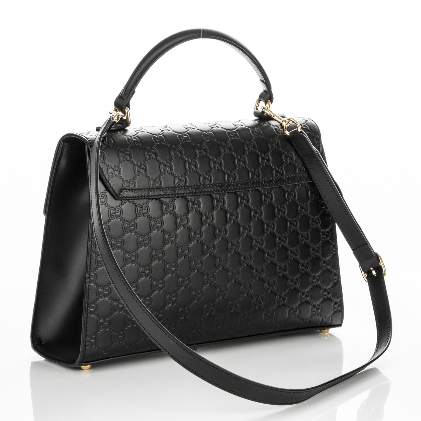 Guccissima Signature Medium Padlock Top Handle Bag Black