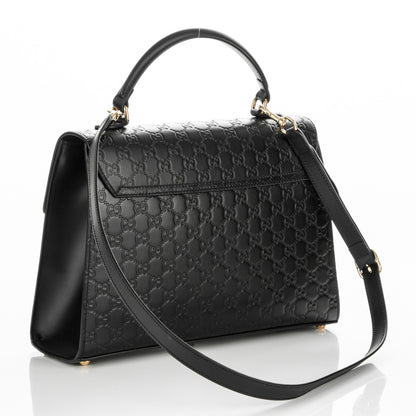 Gucci Guccissima Signature Medium Padlock Top Handle Bag Black 3 of 7