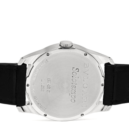 Bulgari Stainless Steel Calfskin 42mm Solotempo Quartz Watch Black 4 of 5