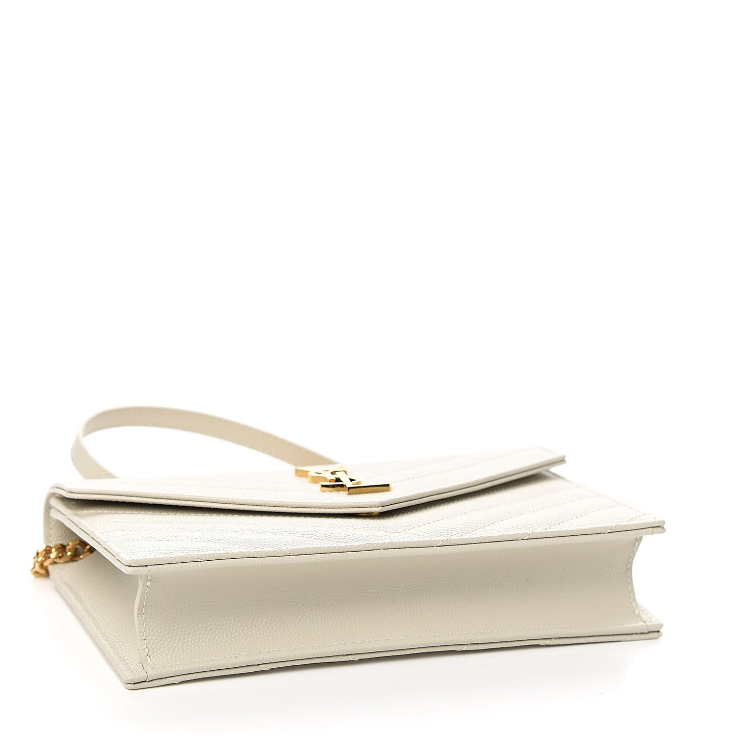 Grain De Poudre Matelasse Chevron Monogram Envelope Chain Wallet Porcellana