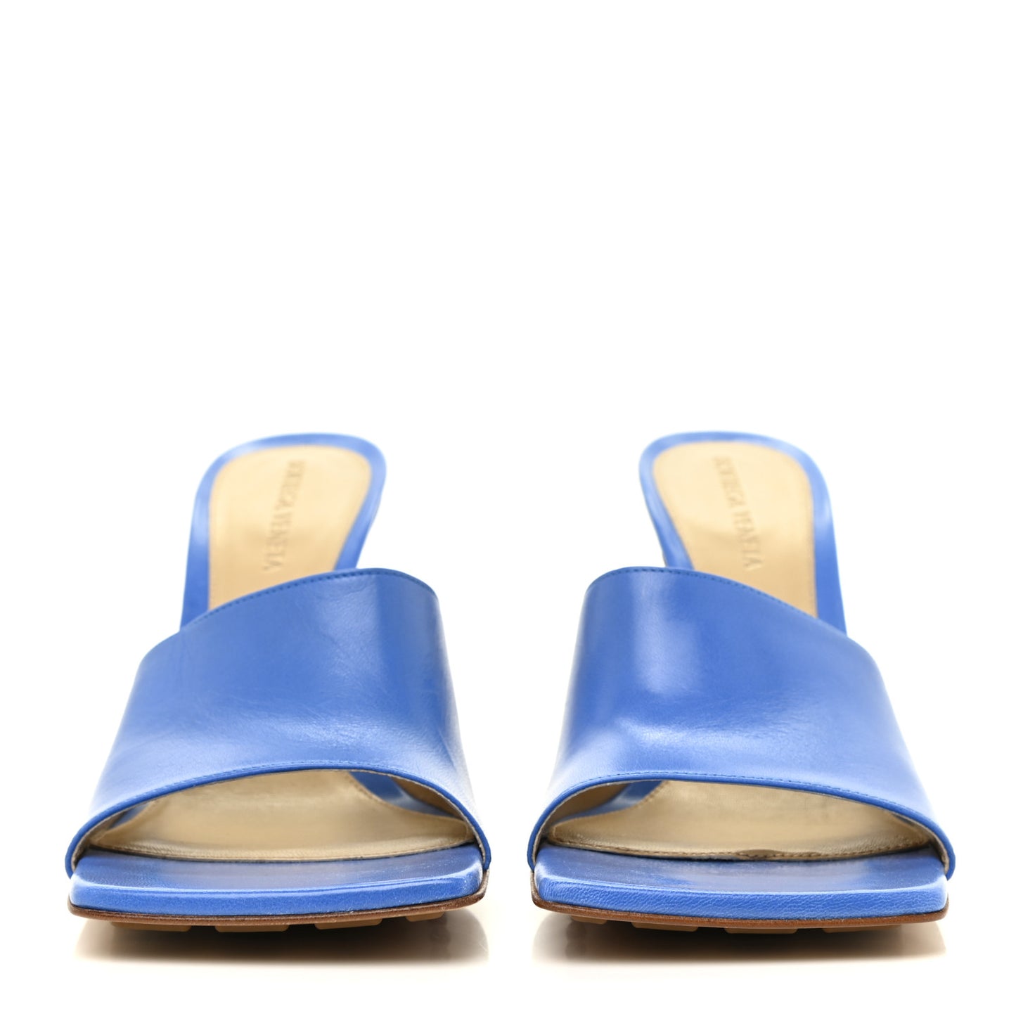 Lambskin Stretch Mule Sandals 39 Aquarium