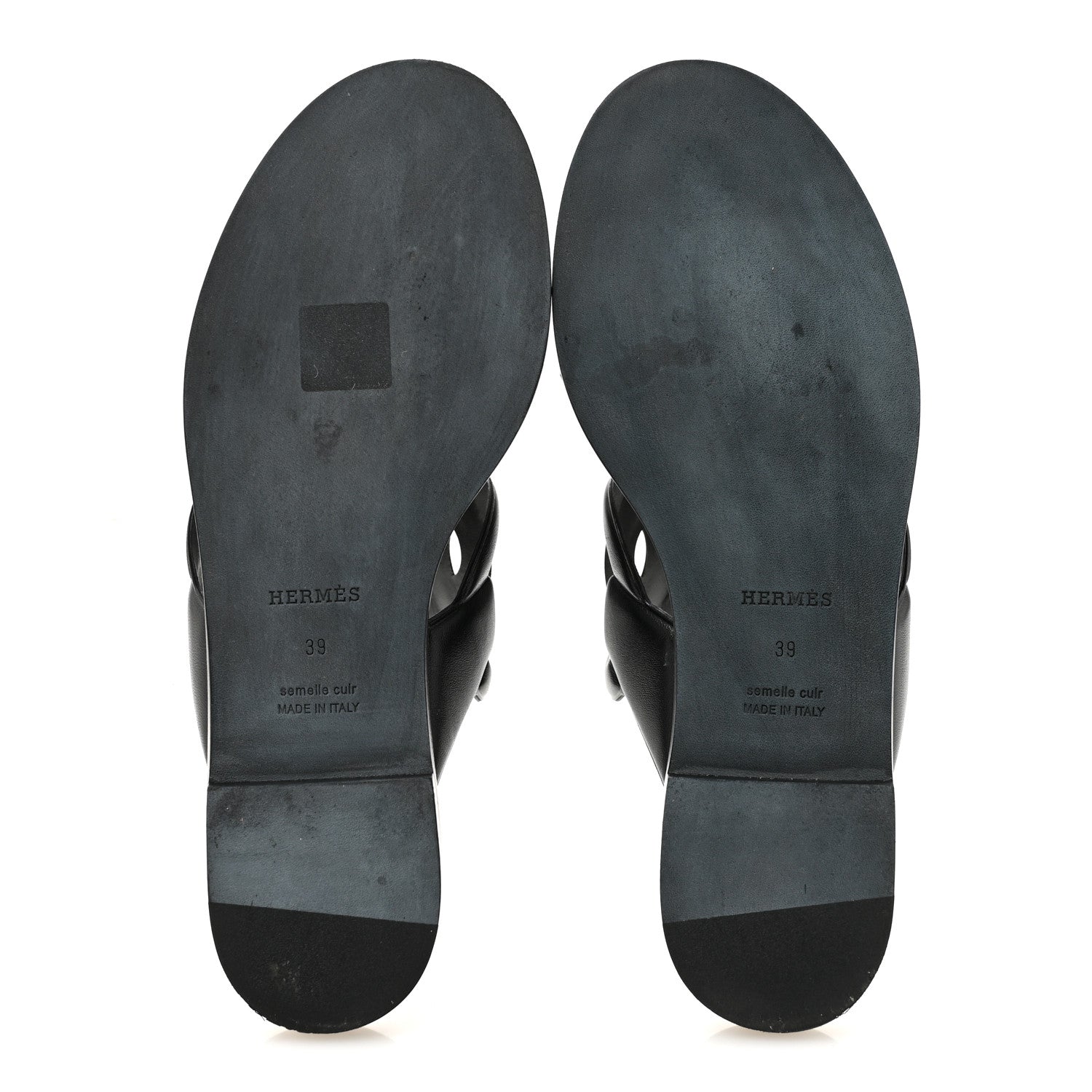 Hermes Nappa Lagune Sandals 39 Black 6 of 10