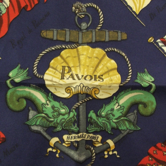Hermes Silk Twill Pavois Flags Pocket Square Scarf 3 of 4