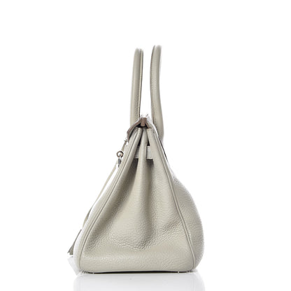 Hermes Taurillon Clemence Lizard Club Birkin 30 Gris Perle White Mykonos 34 of 38