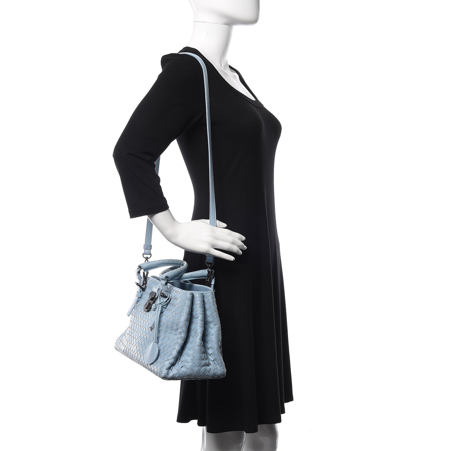 Light Calf Intrecciato Small Roma Topazio