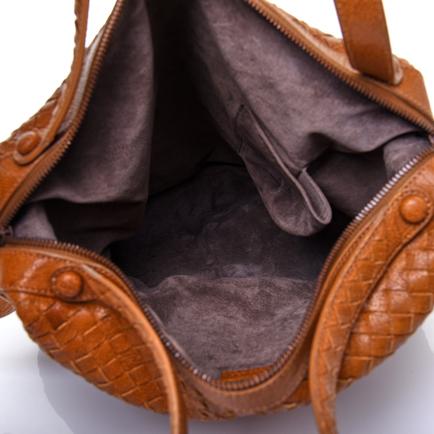 Goatskin Intrecciato Belly 76 Bag Brown