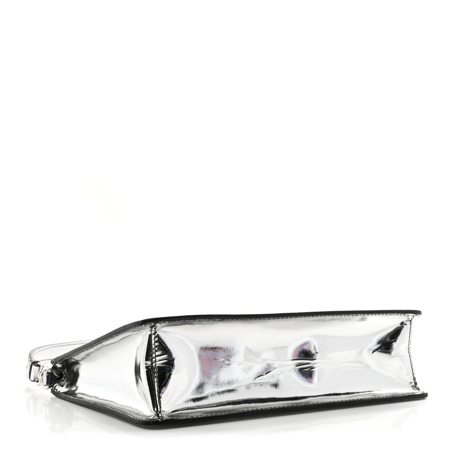 Spazzolato Metal Triangle Logo Triangle Patterned Mini Shoulder Bag Argento