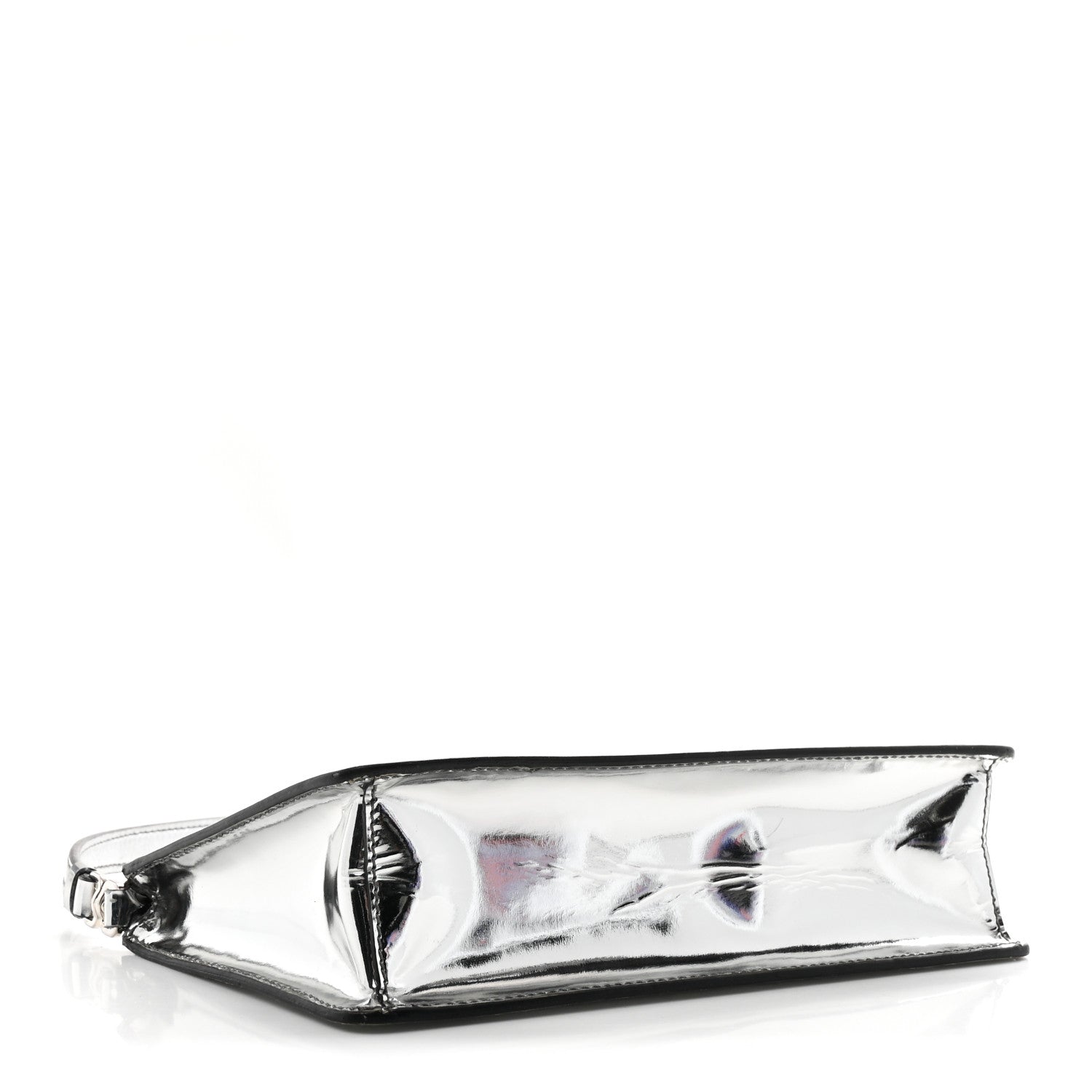 Prada Spazzolato Metal Triangle Logo Triangle Patterned Mini Shoulder Bag Argento 4 of 9
