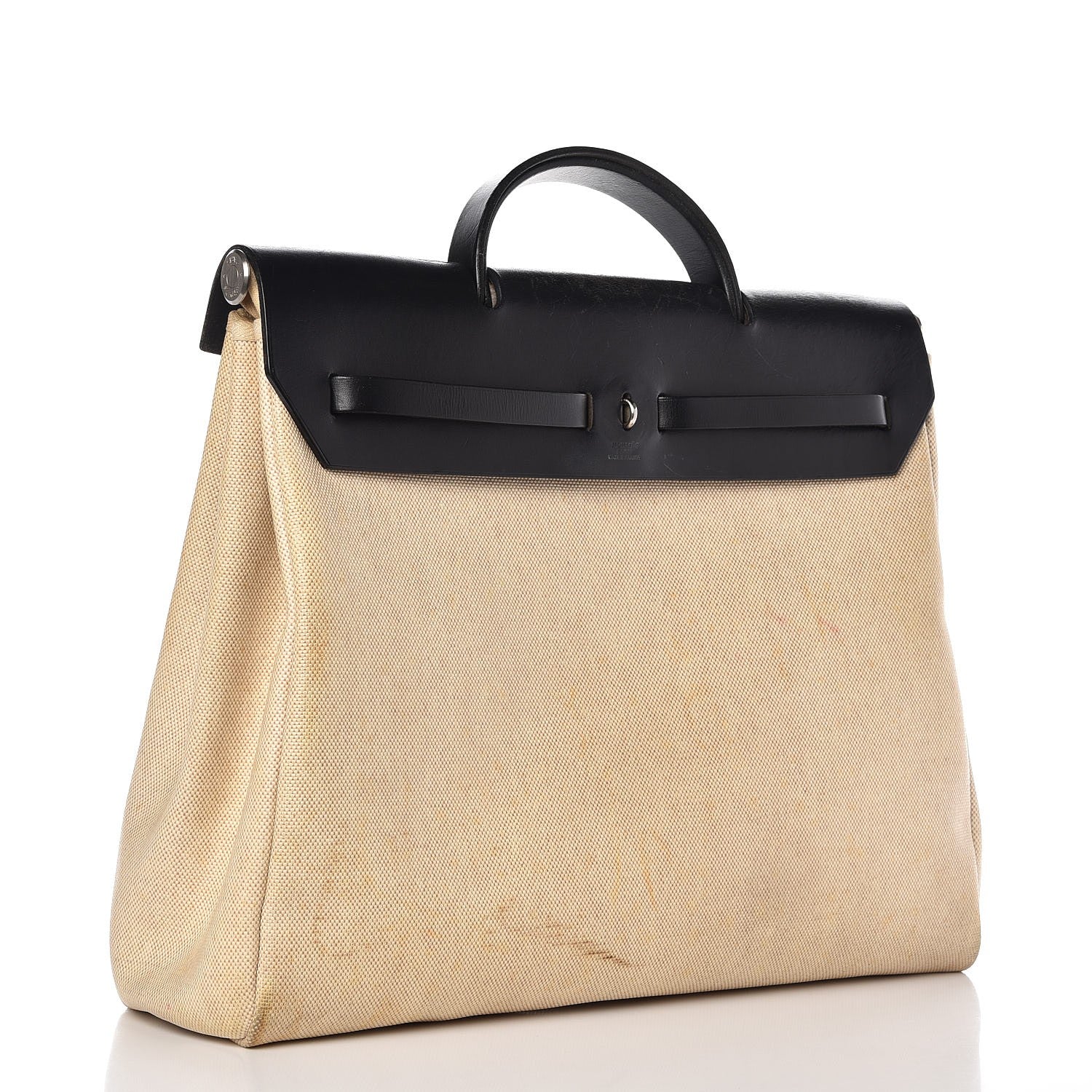 Hermes Toile Vache Calfskin Herbag 39 MM Natural Black 3 of 19