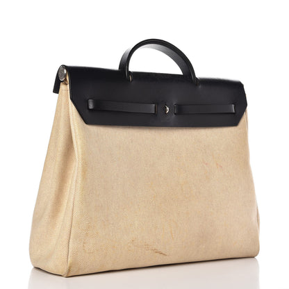 Hermes Toile Vache Calfskin Herbag 39 MM Natural Black 3 of 19