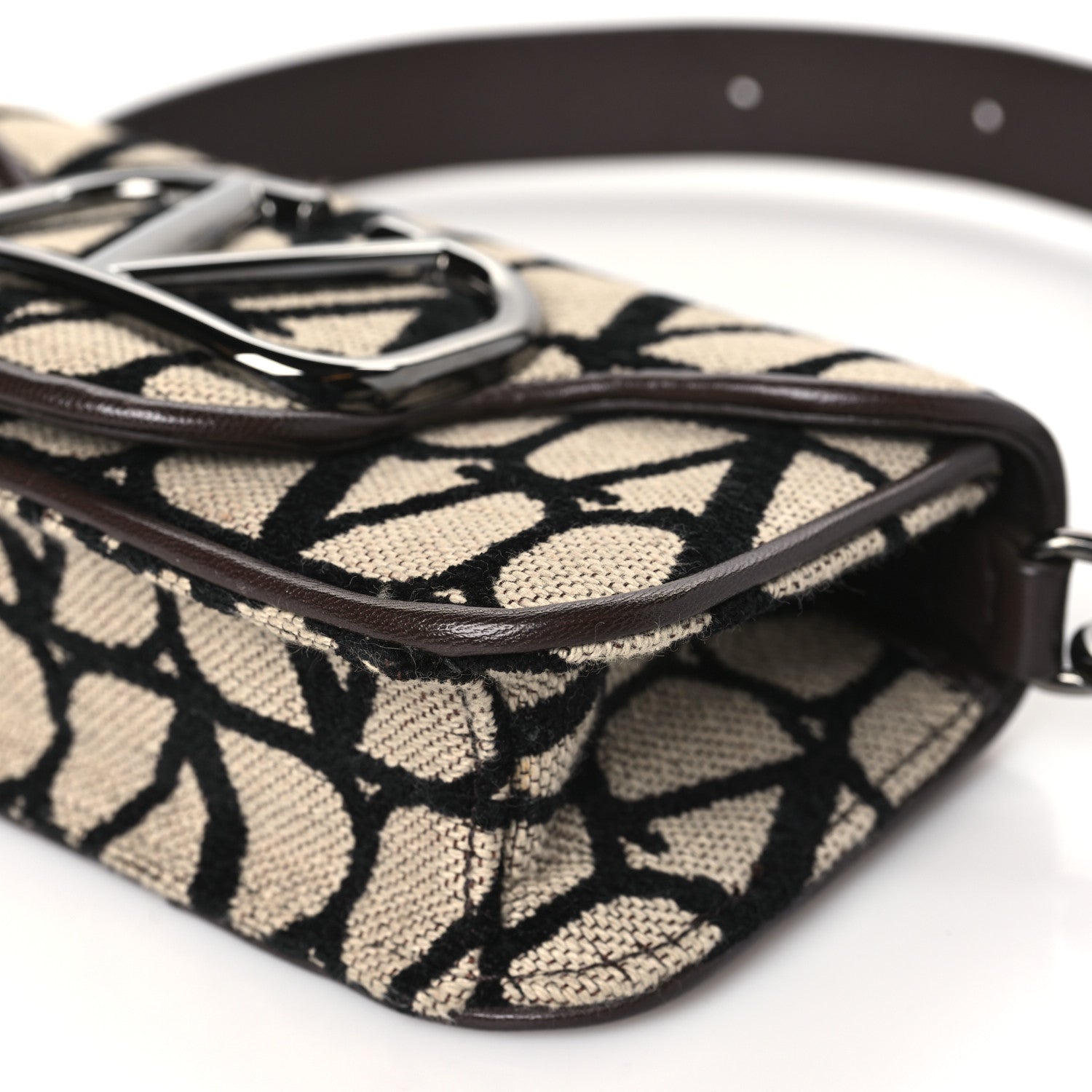Valentino Garavani Toile Iconographe Goatskin Vlogo Mini Loco Shoulder Bag Beige Black 9 of 10