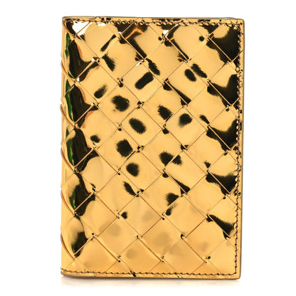Bottega Veneta Metallic Calfskin Intrecciato Passport Case Gold 1 of 7