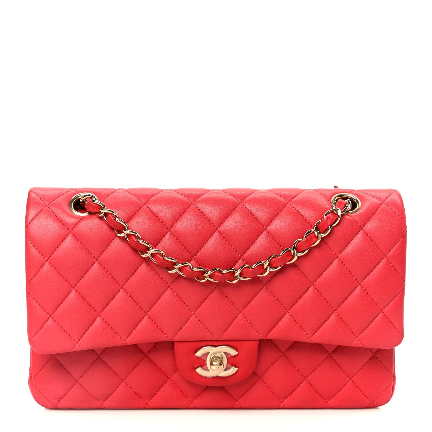Chanel Lambskin Quilted Medium Double Flap Dark Pink 1 of 11