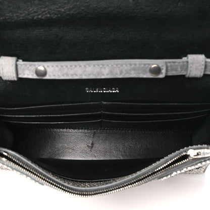 Balenciaga Strass Suede Allover Logo Hourglass Chain Bag Silver Black 5 of 10