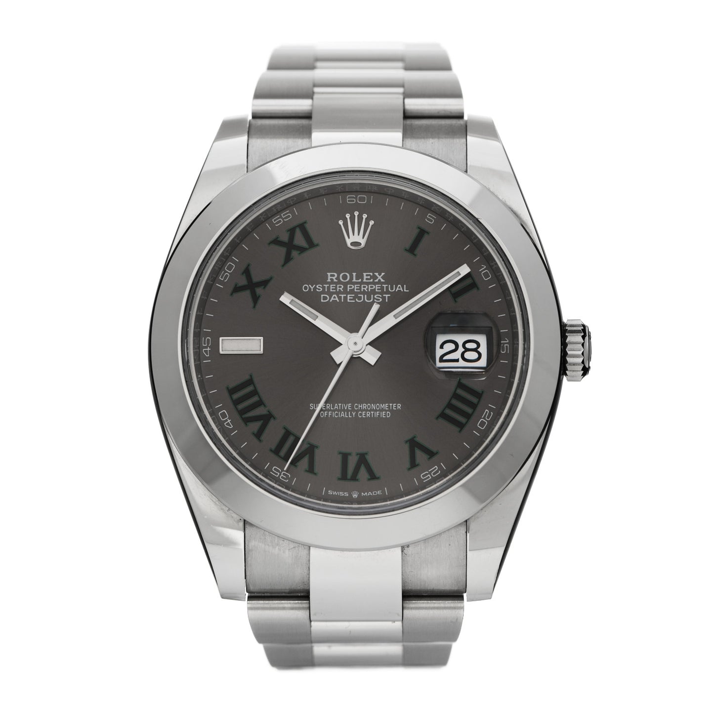 Stainless Steel 41mm Oyster Perpetual Wimbledon Datejust Watch Slate 126300