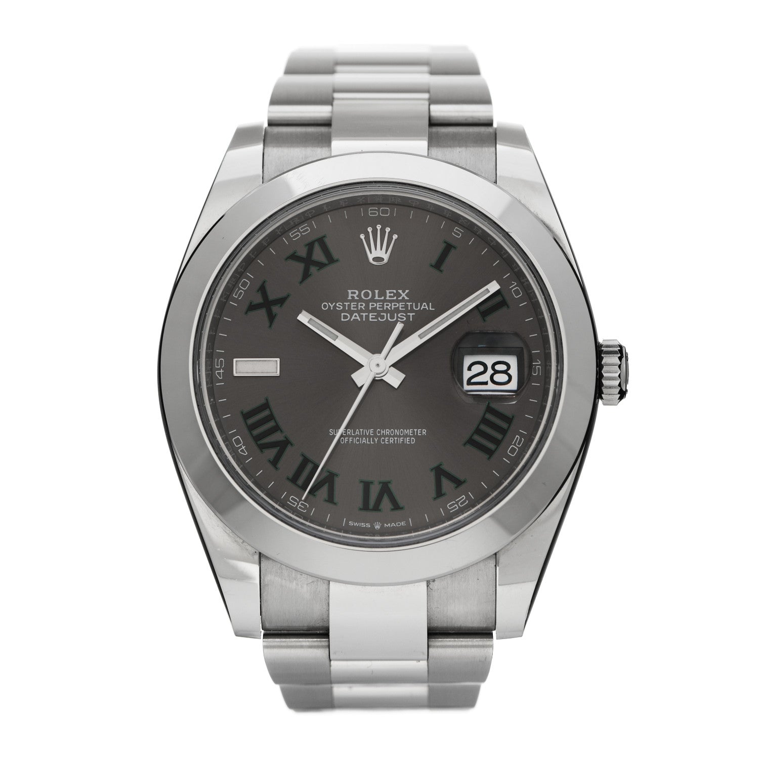 Rolex Stainless Steel 41mm Oyster Perpetual Wimbledon Datejust Watch Slate 126300 1 of 5