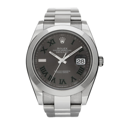 Rolex Stainless Steel 41mm Oyster Perpetual Wimbledon Datejust Watch Slate 126300 1 of 5