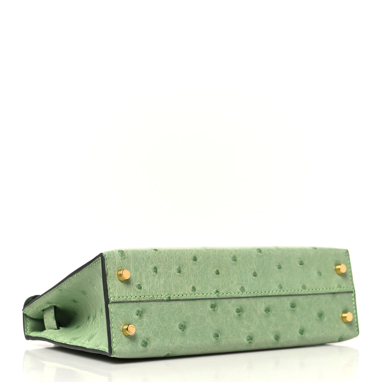 Ostrich Kelly Sellier Mini 20 Vert Criquet