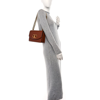 Valentino Garavani Vitello Vlogo Cutout Chain Shoulder Bag Saddle Brown 2 of 9
