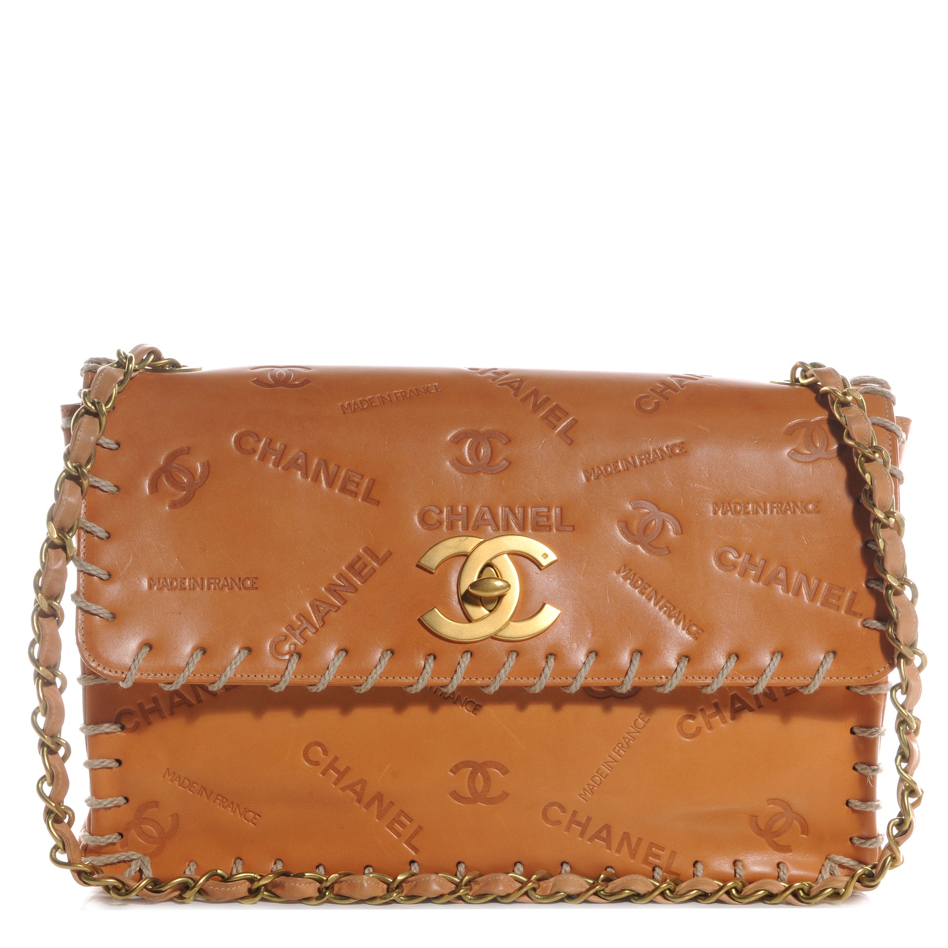 Chanel Embossed Leather XL Jumbo Flap Natural 1 of 9