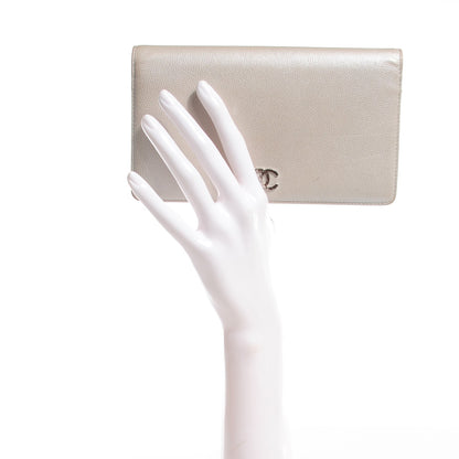 Chanel Caviar Sevruga Yen Wallet Pearl 2 of 7