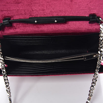 Saint Laurent Textured Velour Monogram Chain Wallet Rose Wine 5 of 11