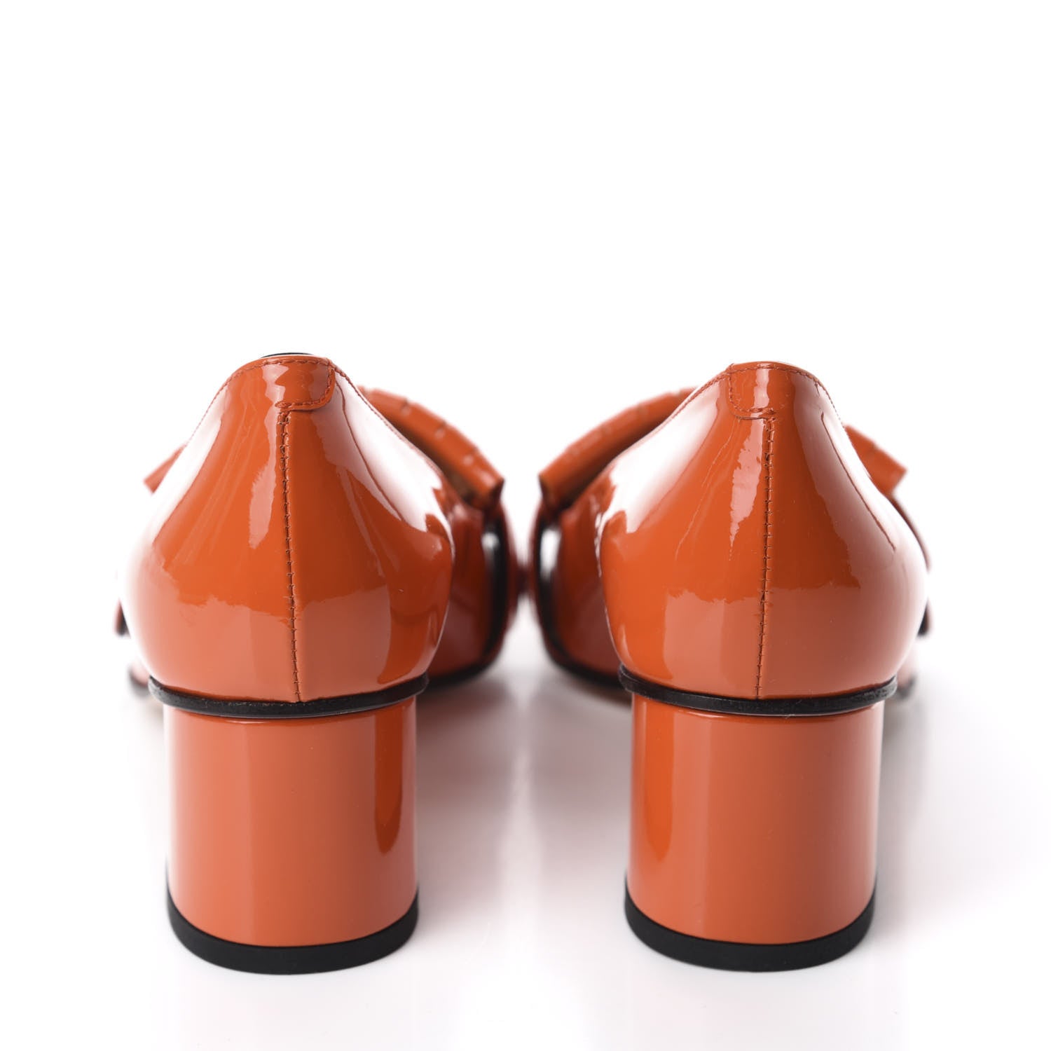 Gucci Vernice GG Marmont Fringe 50mm Loafer Pumps 35.5 Deep Orange 5 of 10