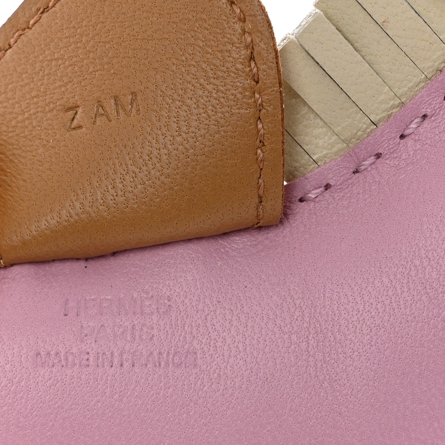 Hermes Milo Lambskin Grigri Rodeo Horse Bag Charm PM Mauve Sylvestre Craie Chai 3 of 4