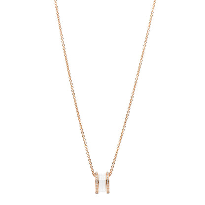 Bulgari 18K Rose Gold White Ceramic Diamond B.Zero1 Pendant Necklace 1 of 5