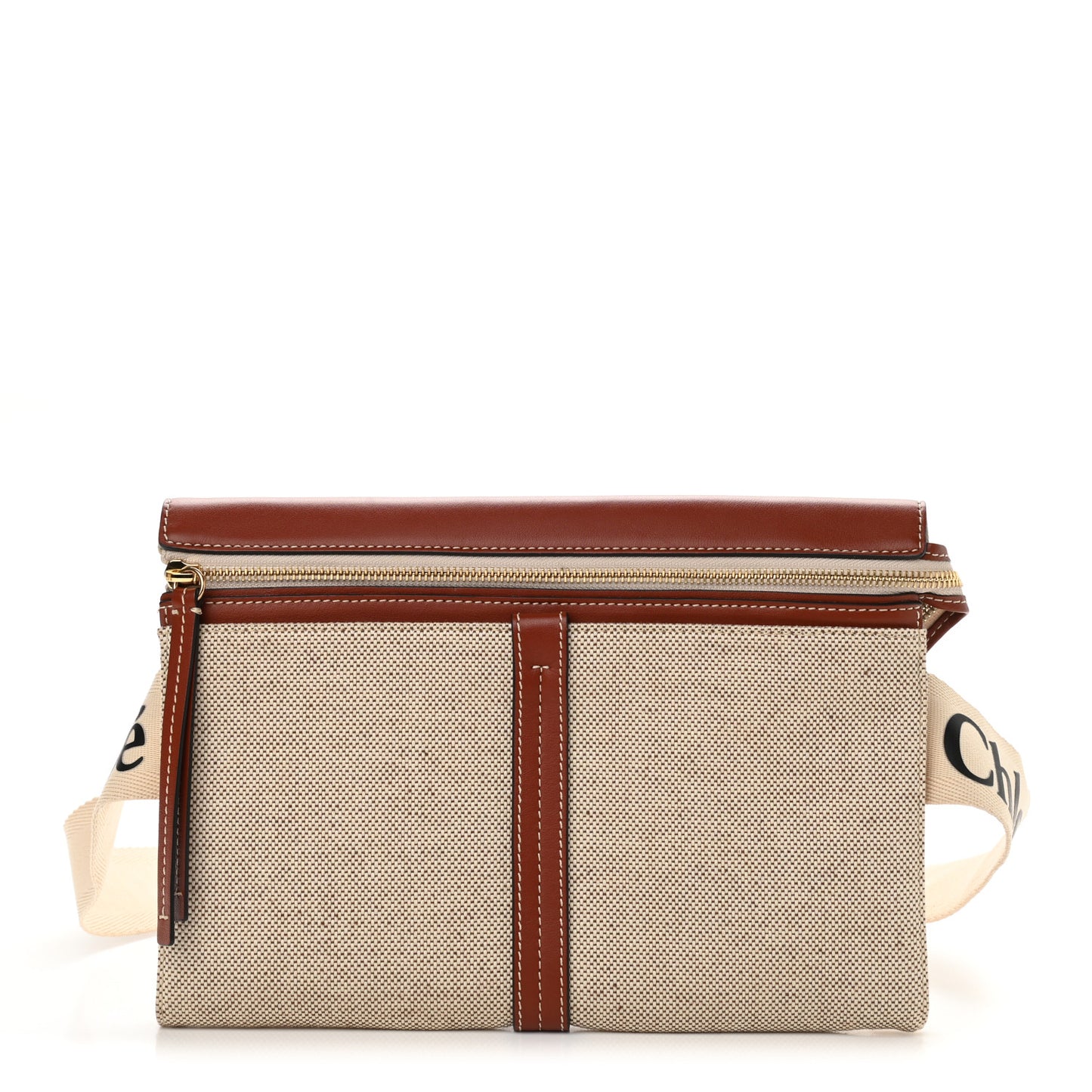 Cotton Calfskin Woody Belt Bag Beige Brown
