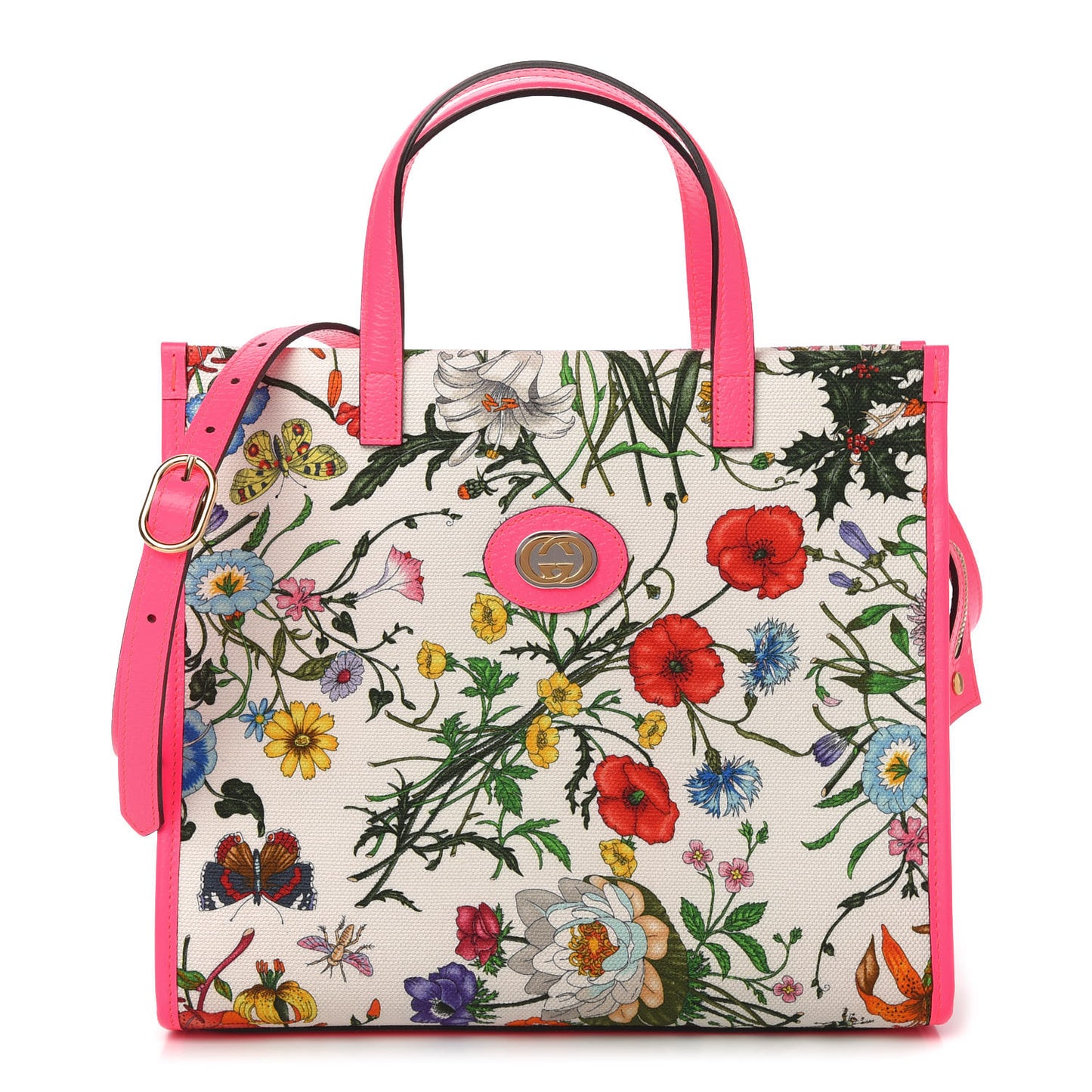 Canvas Medium Flora Tote Fuchsia
