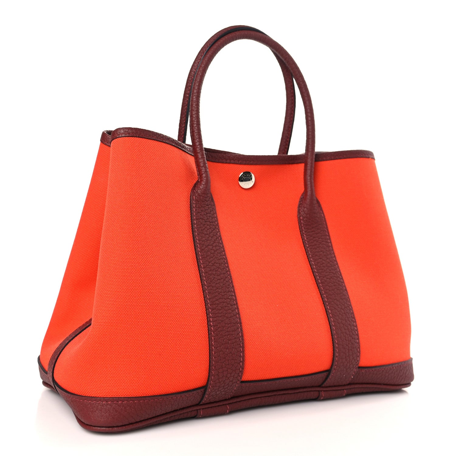 Hermes Toile Militaire Negonda Garden Party Tote 30 Orange Mecano Rouge H 3 of 9